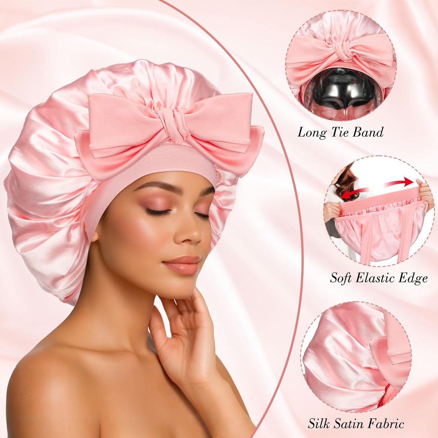 Double-Layer Satin Silk Sleep Bonnet for Wome