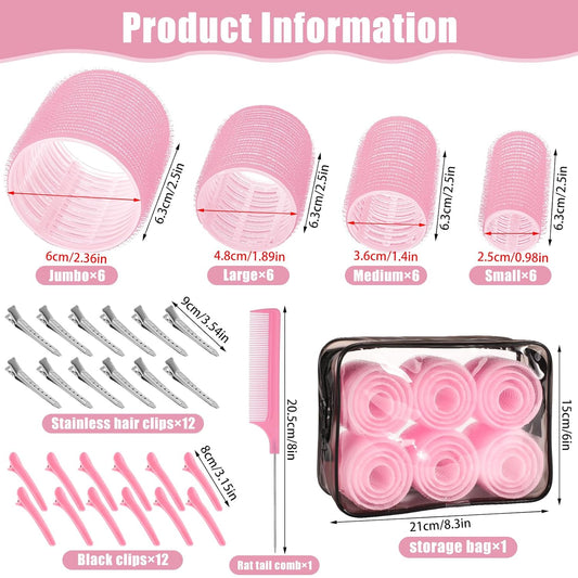 4 Sizes Self-Grip Hair Rollers Set
