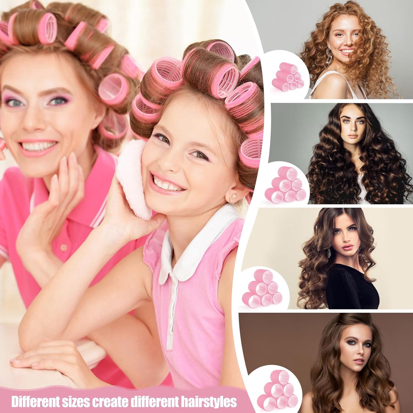 4 Sizes Self-Grip Hair Rollers Set