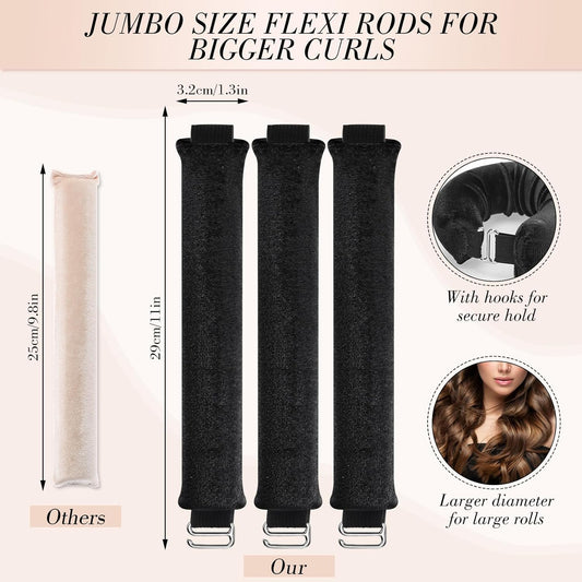 3 Pack Heatless Curling Rod