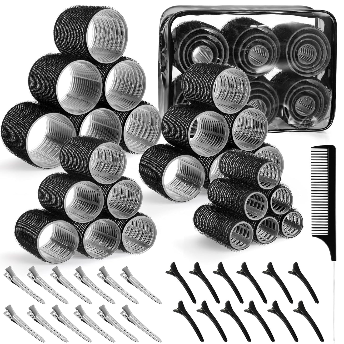 4 Sizes Self-Grip Hair Rollers Set