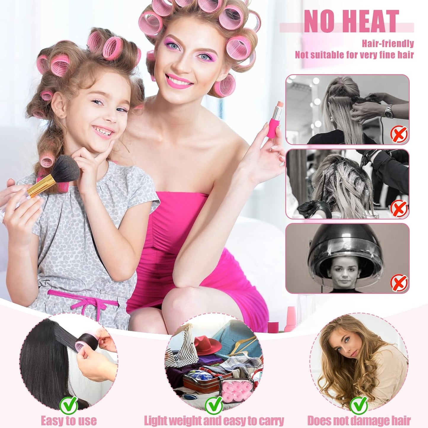 4 Sizes Self-Grip Hair Rollers Set