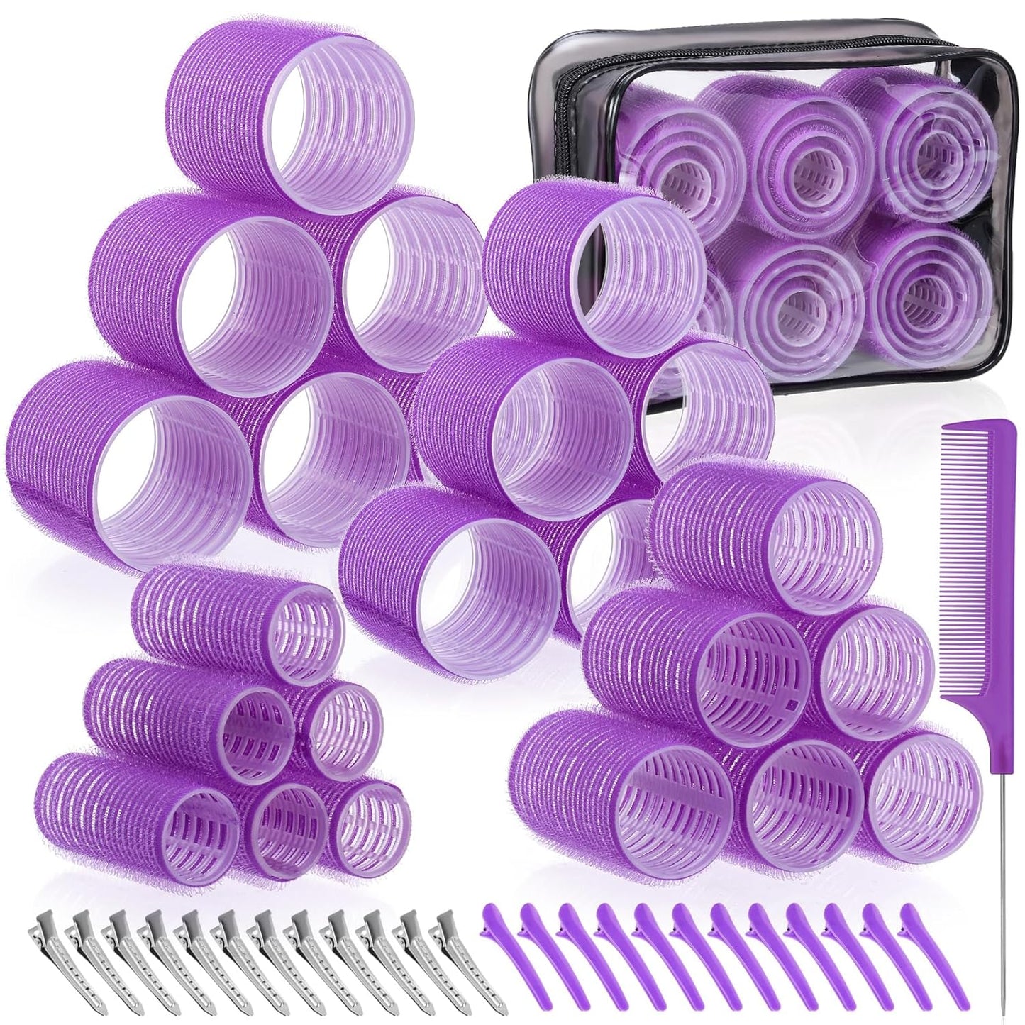 4 Sizes Self-Grip Hair Rollers Set