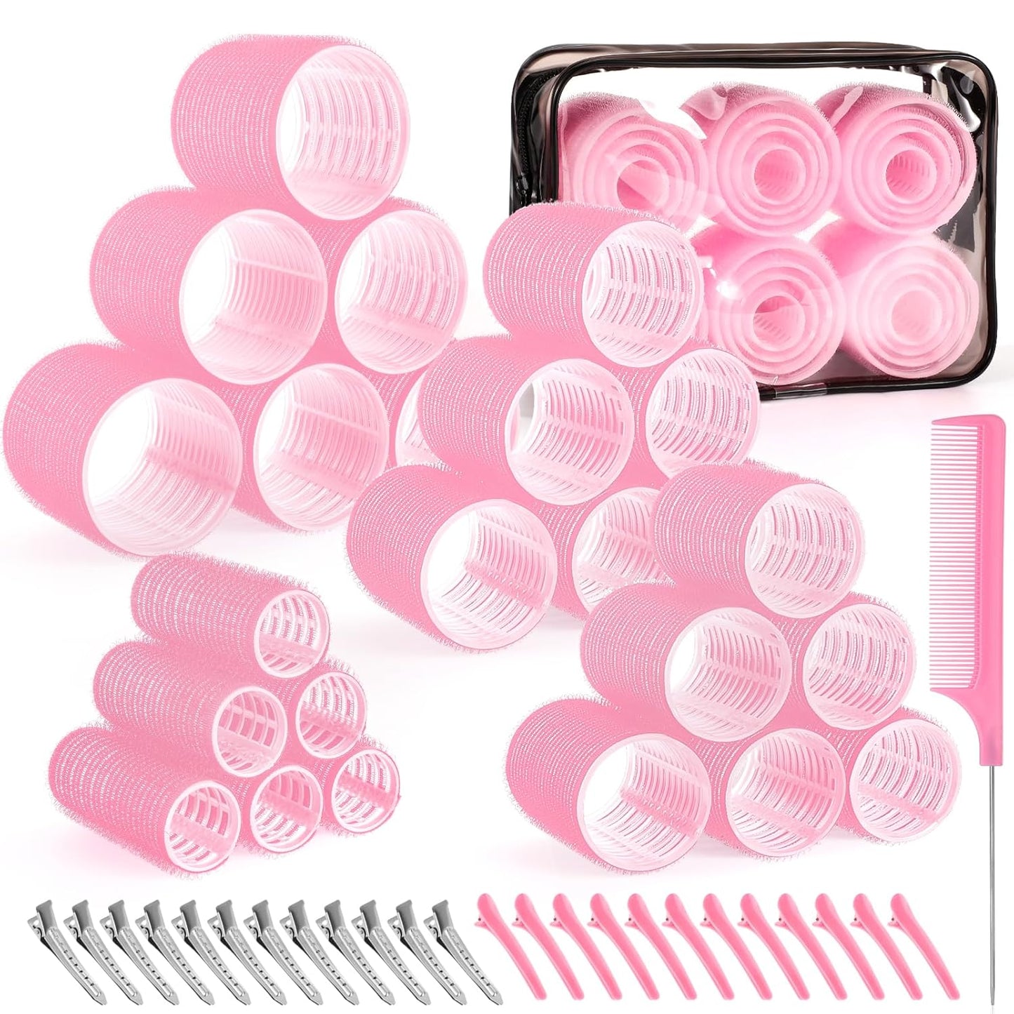 4 Sizes Self-Grip Hair Rollers Set