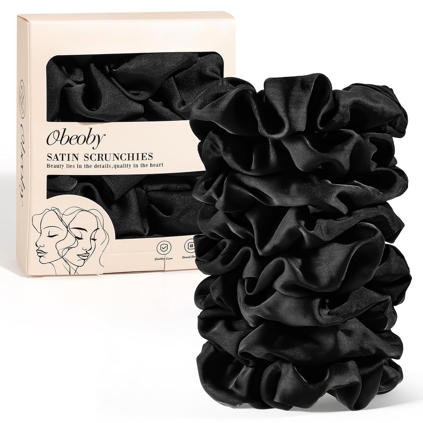 Satin Scrunchies for Ponytails Buns, 8 Pack No Crease Satin Hair Ties for Sleeping Overnight Wear Gentle Hair Scrunchies for Thick & Thin