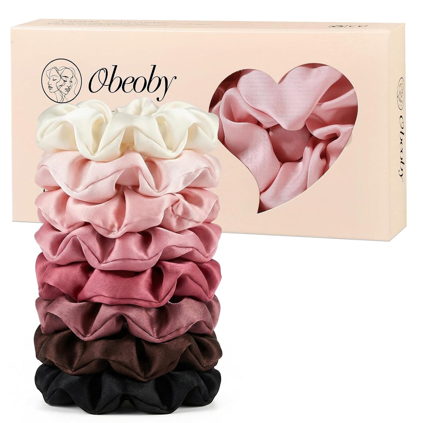 Satin Scrunchies for Ponytails Buns, 8 Pack No Crease Satin Hair Ties for Sleeping Overnight Wear Gentle Hair Scrunchies for Thick & Thin