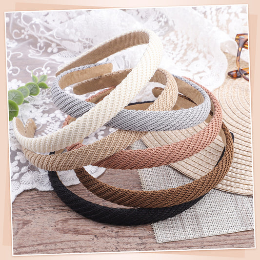 obeoby 6 Pack Trendy Headbands for Thicker Hair, Non Slip 0.6 inch Thin Knitted Hairbands Assorted Colors for Girls Summer Dress Outfit