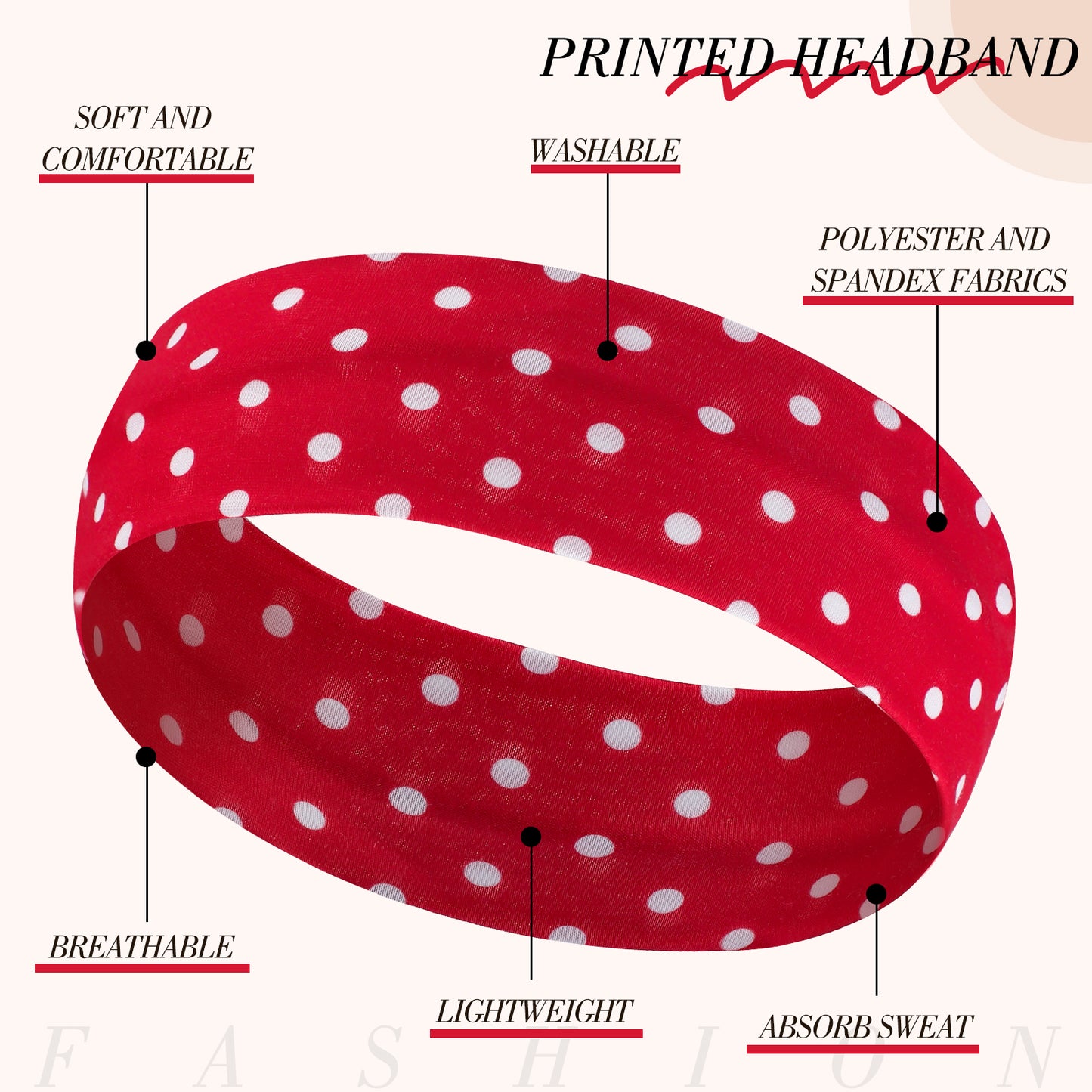 obeoby 8 Pack Polka Dot Headband for Women Y2k Outfits, Non Slip Stripe Hairbands Trendy Head Bands for Women's Hair