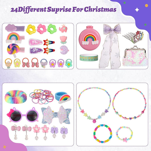 Advent Calendar 2025, Christmas Countdown Calendar 24 Days Surprise Xmas Gift Box Including Hair Accessories