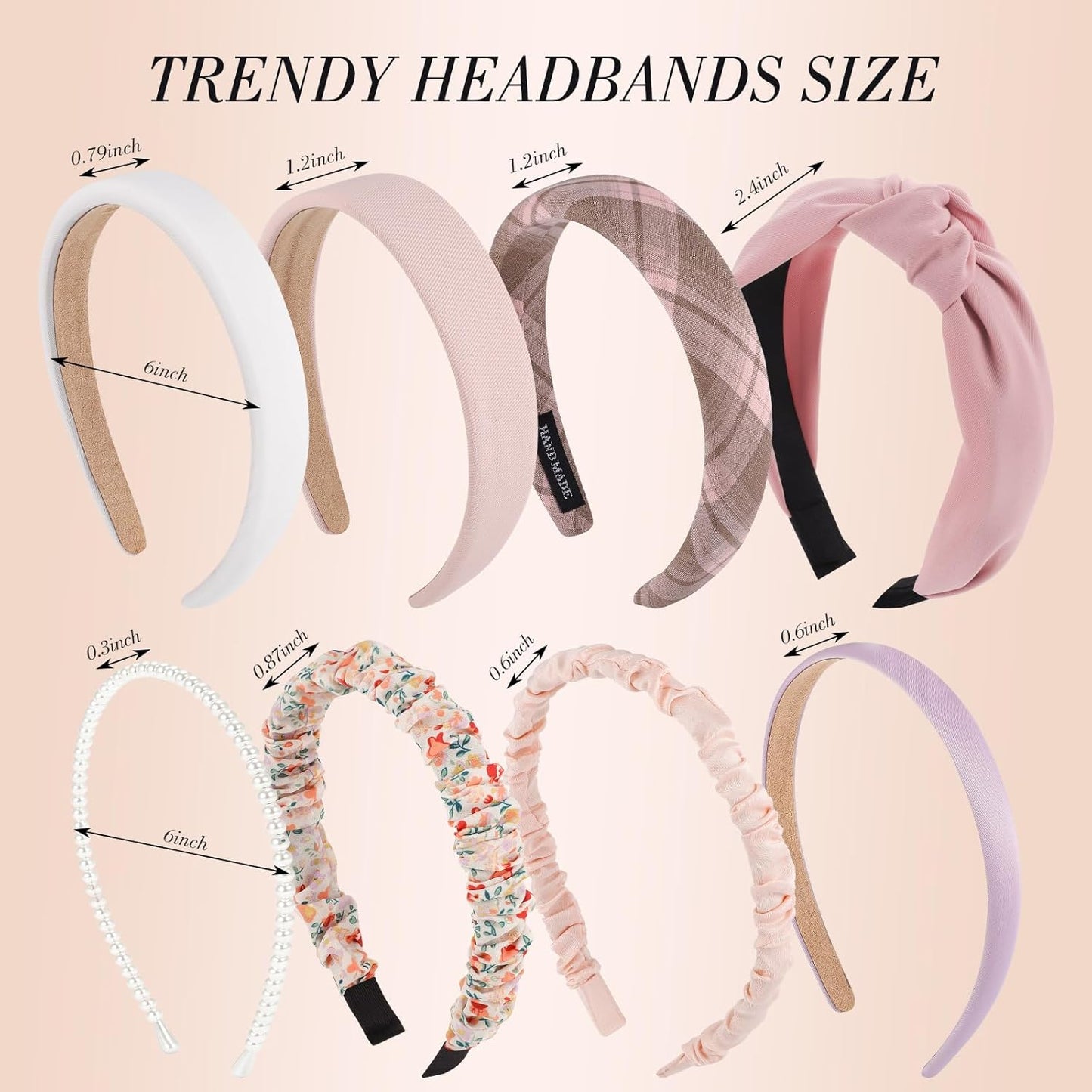 obeoby 8 Pack Pink Trendy Headbands for Girls Valentines Day