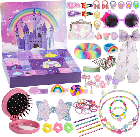 Advent Calendar 2025, Christmas Countdown Calendar 24 Days Surprise Xmas Gift Box Including Hair Accessories