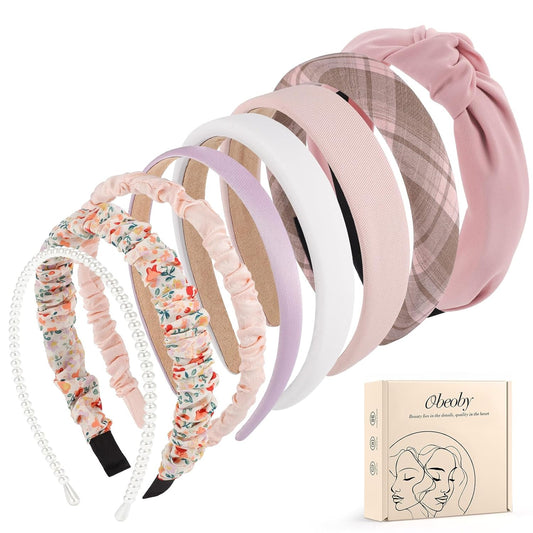 obeoby 8 Pack Pink Trendy Headbands for Girls Valentines Day