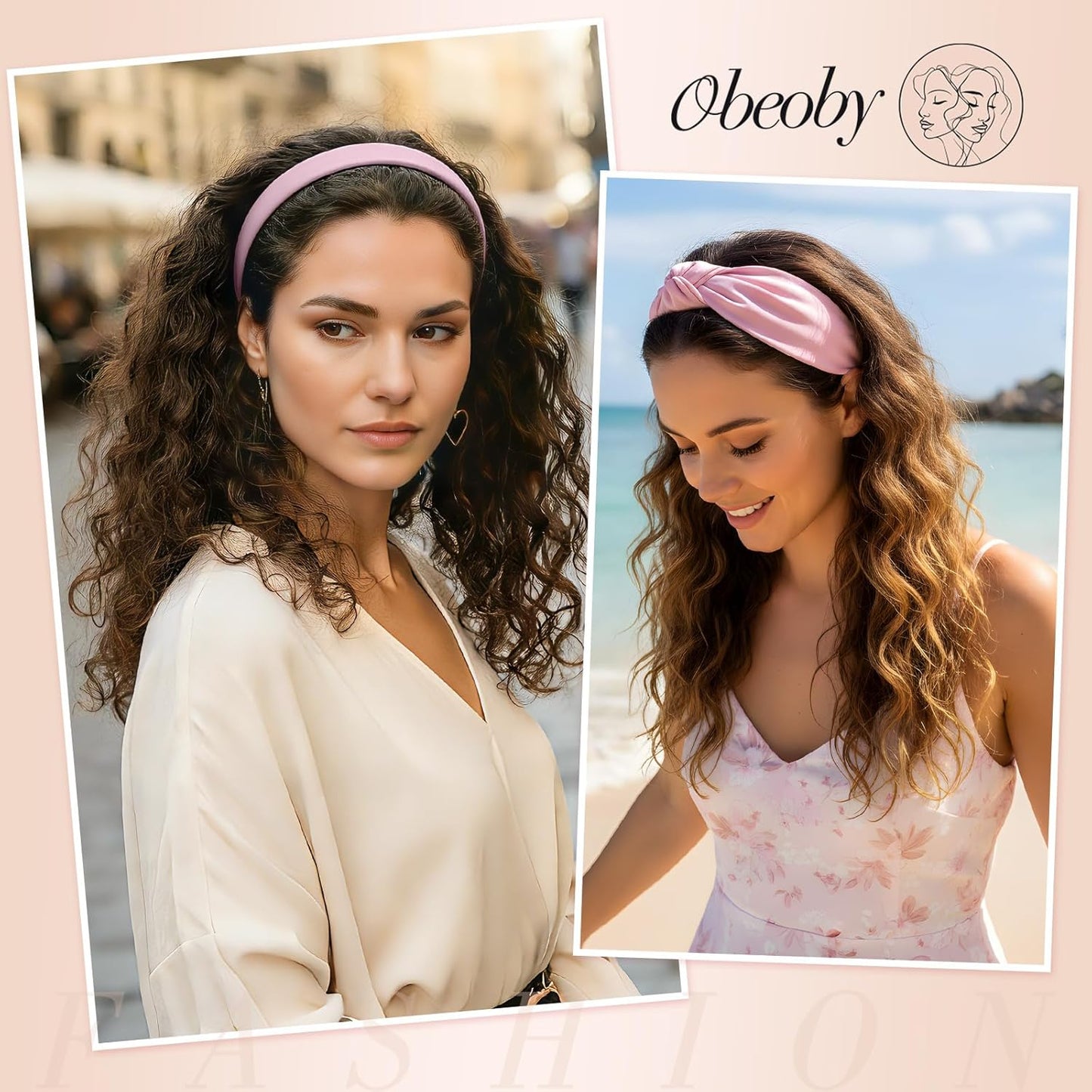 obeoby 8 Pack Pink Trendy Headbands for Girls Valentines Day